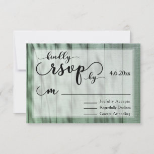 RSVP de boda rústica de campo con madera vieja ver
