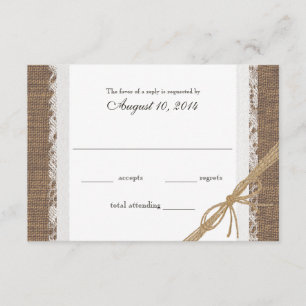 RSVP de boda Rústica de encaje y bodas de bujía