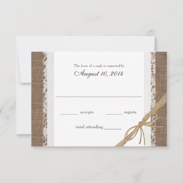 RSVP de boda Rústica de encaje y bodas de bujía (Anverso)
