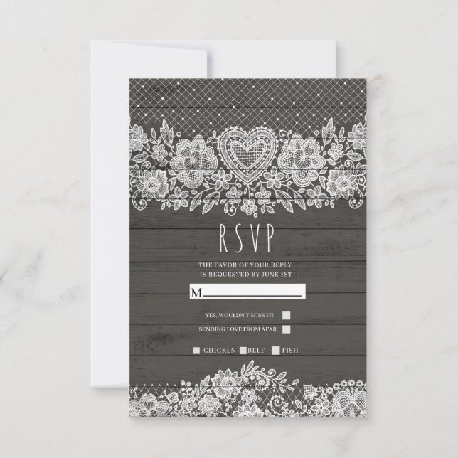 RSVP de boda rústica de madera blanca granero casa (Anverso)