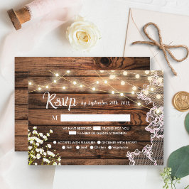 RSVP de boda Rústica de parto y encaje
