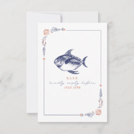 RSVP de Boda Rustica de Pescado Rojo y Playa Azul