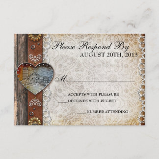 RSVP de boda rústica en el campo de los granjeros