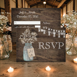 RSVP de Boda Rústica Floral en Granero de Campo