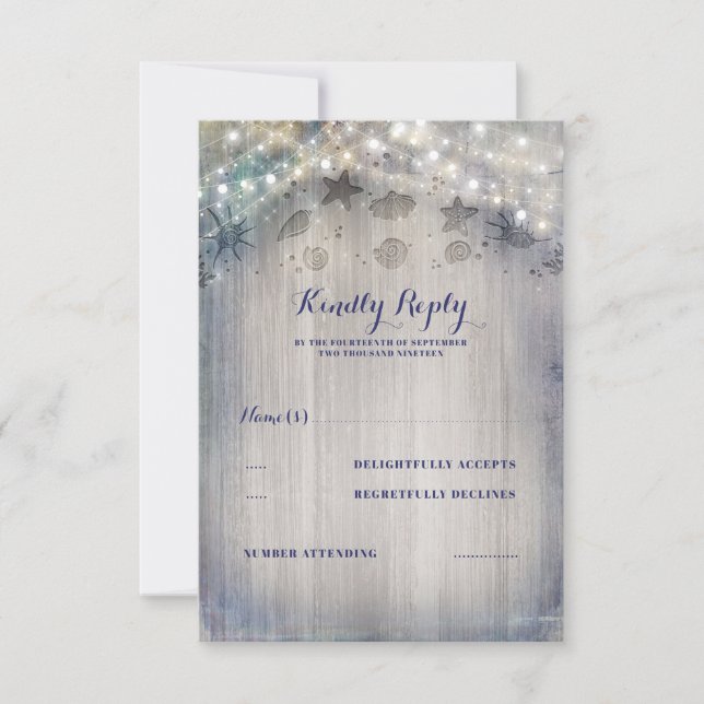 RSVP de Boda Rústica Náutica (Anverso)