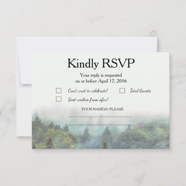 RSVP de boda rústica por bosque (Anverso)