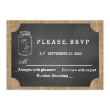 RSVP de Boda Rústico en Pizarra de Frasco de Mason