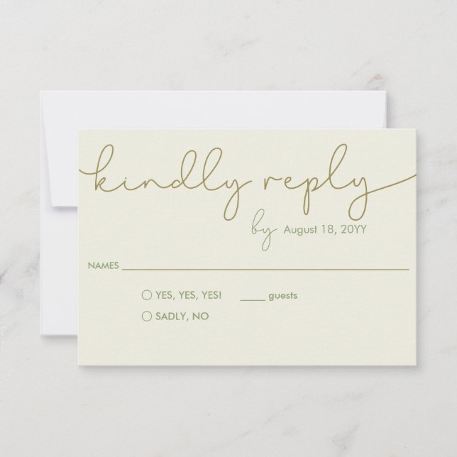 RSVP de boda simple moderna con tarjeta de respues (Anverso)