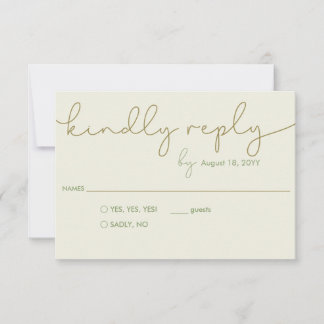 RSVP de boda simple moderna con tarjeta de respues