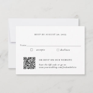 RSVP de boda tradicional y código QR dorado