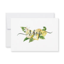 RSVP de boda tropical de limón con acuarela única
