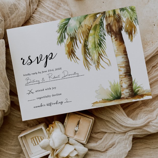 RSVP de boda tropical en acuarela (Subido por el creador)