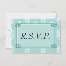 RSVP de boda verde azulada de Damask
