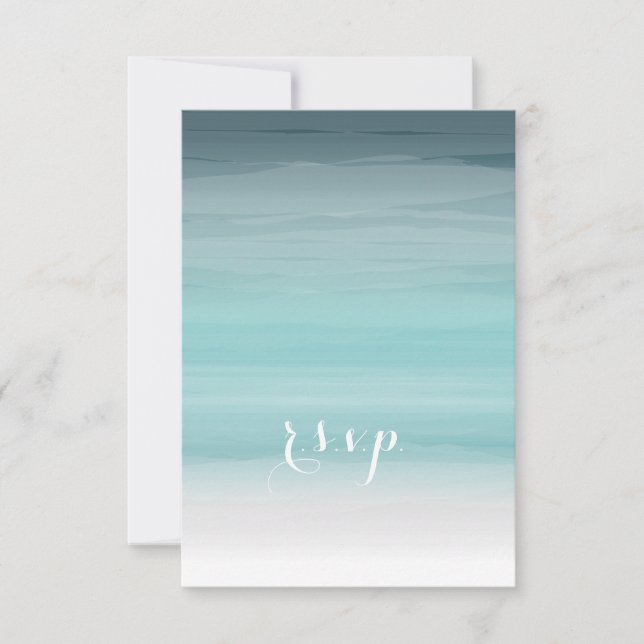 RSVP de boda verde azulada de Ombré (Anverso)
