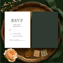 RSVP de boda verde bosque temperamental