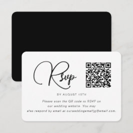 RSVP de bodas blancas y negras con código QR