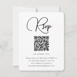 RSVP de bodas blancas y negras con código QR