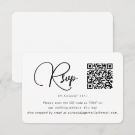 RSVP de bodas blancas y negras con código QR