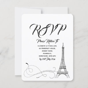 RSVP de bodas con garabatos parisinos