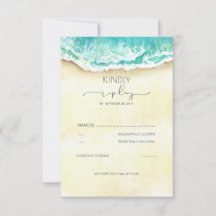 RSVP de bodas de playa de arena tropical