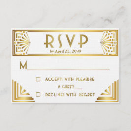 RSVP de bodas, Gran Gatsby, oro en blanco