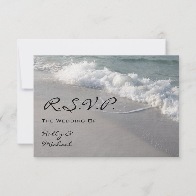 RSVP de bodas - Ondas y arena oceánicas (Anverso)