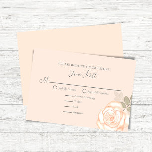 RSVP de bodas para la elección de comida floral ro