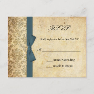 RSVP de bodas verde azuladas de Damask Bow