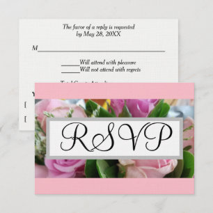 RSVP de bodas :Verde de rosas rosadas pasteles
