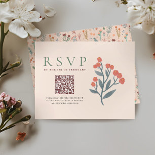 RSVP de Boho Wildflowers Boda de códigos QR rusos