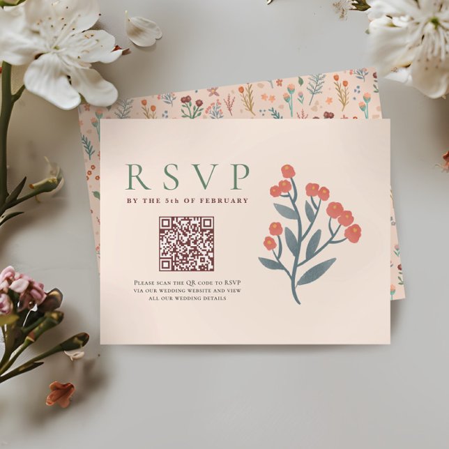 RSVP de Boho Wildflowers Boda de códigos QR rusos (Subido por el creador)