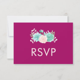 RSVP de Bouquet Pastel de Floral Rosa y Verde
