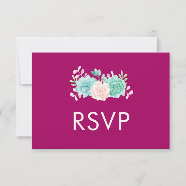 RSVP de Bouquet Pastel de Floral Rosa y Verde (Anverso)
