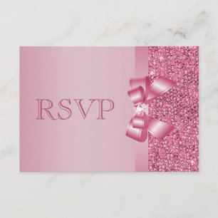 RSVP de Bow y Diamond con secuencia impresa rosa