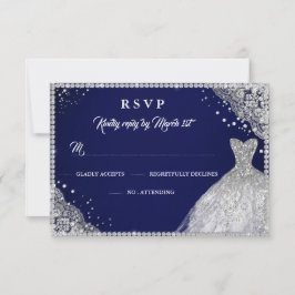 RSVP de broche de diamante de plata de la marina