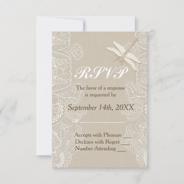 RSVP de Burlap and Lace Rustic Wedding (Anverso)