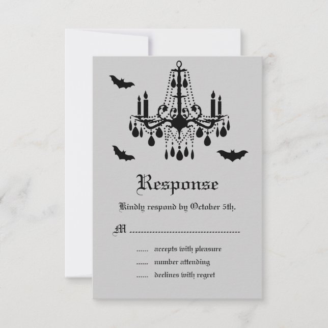 RSVP de candelabro negro y damask (Anverso)