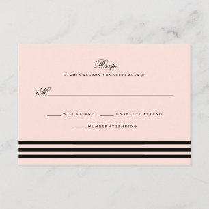 RSVP de casamiento de bandas sofisticadas rosadas 