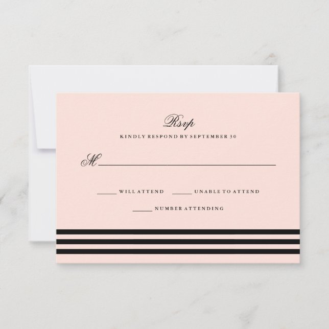 RSVP de casamiento de bandas sofisticadas rosadas  (Anverso)