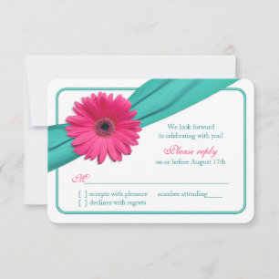 RSVP de casamiento de cinta turquesa de color gris