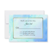 RSVP de casamiento de marco dorado y acuarela