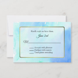 RSVP de casamiento de marco dorado y acuarela