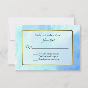 RSVP de casamiento de marco dorado y acuarela