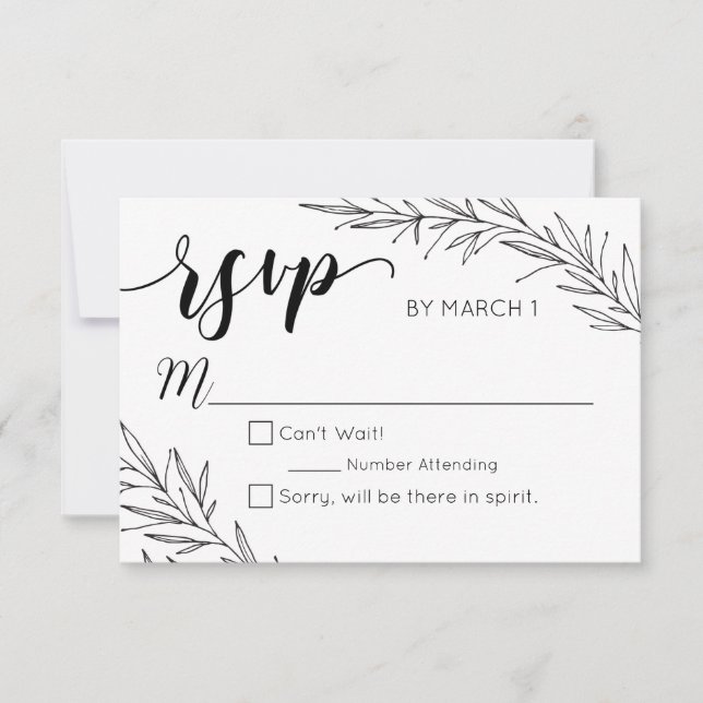 RSVP de casamiento de ramas dibujadas a mano (Anverso)