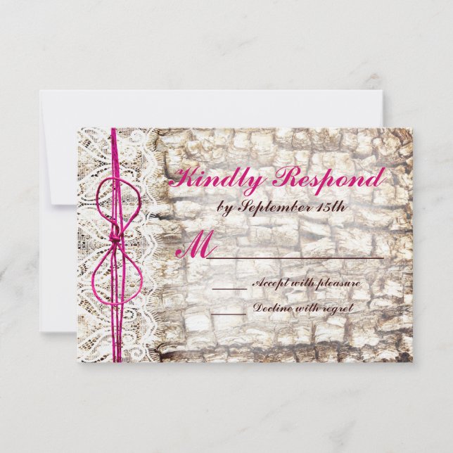 RSVP de casamiento rústico de camo rosado de bodas (Anverso)