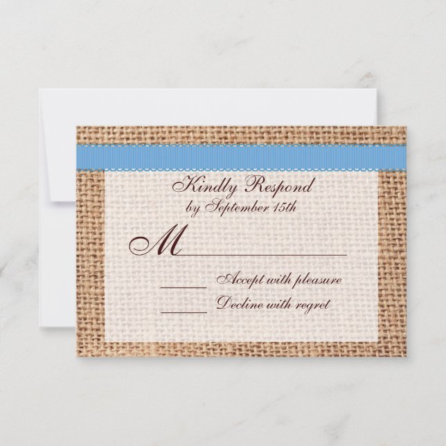 RSVP de cinta azul Burlap impresa en un país ruso (Anverso)