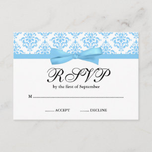 RSVP de cinta de cinta de Damasco azul claro