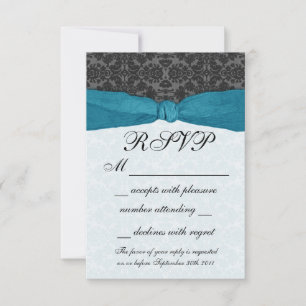 RSVP de cinta de Damask envuelta - Verde azulado