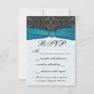 RSVP de cinta de Damask envuelta - Verde azulado