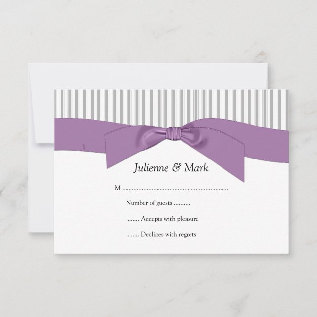 RSVP de cinta púrpura 3,5x5 franjas blancas grises (Anverso)